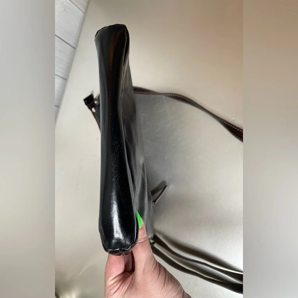 Gianni Bernini Black Leather Crossbody Bag Purse Multi Pocket Organizational Bag - Picture 4 of 8